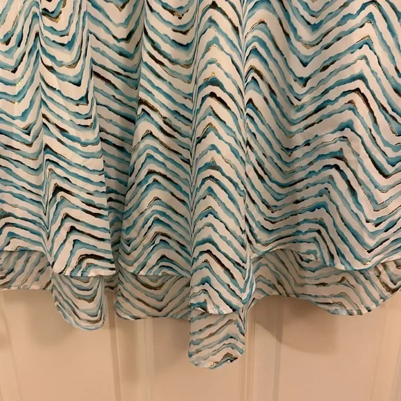 White House Black Market Wm Dress Printed Smock Sleeveless Blue High Neck L. - Picture 10 of 10